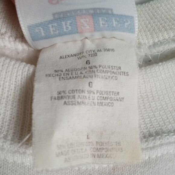 Vtg Jerzees Womens Sweatshirt Embroidered Hummingbird Flowers White Sz L Granny - Picture 5 of 6